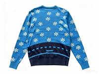 Pull tricoté de Noël imprimé hiver 100% acrylique chaud respirant unique motif hybride bonhomme de neige renne flocons de neige festif sur le devant