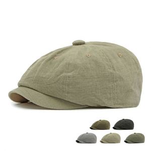 Gorra de Boina de Algodón Lavado Estilo Británico Vintage para Hombre, Novedad 2025, Gorra Newsboy de Color Sólido Casual para las Cuatro Estaciones - Product Image 1