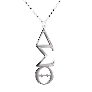 Brand New Trendy Minimalist Accent Delta Sigma Theta Letter Design Stainless Steel Greek DST <strong>Charm</strong> <strong>Silver</strong> Plated Necklace - Product Image 1