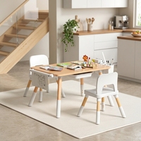 Ensemble Table et Chaise d'Étude Moderne Écologique pour Enfants avec Boîte de Rangement Latérale, Bureau Scolaire Multifonctionnel Réglable pour Enfants - Vente en Gros