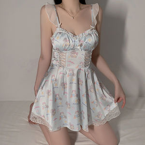 Sous-vêtements en satin lisse Passion Hot Hollow Strap <span class=keywords><strong>Sexy</strong></span> avec soutien-gorge Pad plus taille dessin animé Lori Chemise de nuit Vêtements de maison pour femmes 4908 - Product Image 3