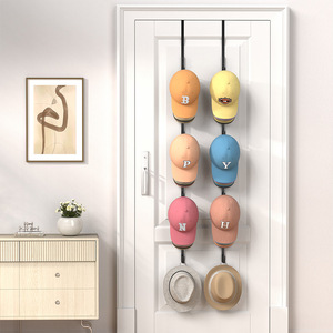 Over <b>Door</b> Hat <b>Rack</b> 4 Layers Black Hook Type <b>Storage</b> Holder For Baseball Caps Bedroom Wardrobe Home Use - Product Image 1