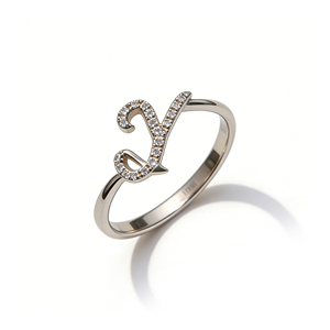 CUSTOM SILVER 10K/14K <b>GOLD</b> PLATED SOLID <b>GOLD</b> LAB GROWN DIAMOND ZICON ENGAGEMENT CLUSTER <b>RING</b> UNISEX CUTE ANNIVERSARY ALPHABET - Product Image 1