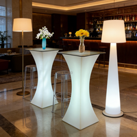 Tabouret de bar haut lumineux à LED en plastique de luxe, alimenté par batterie rechargeable, pour discothèque, bar à cocktails, bar à domicile et hôtel