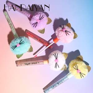 5 colores brillo de labios maquillaje hidratante cepillo cabeza de gato Color líquido brillante Etiqueta Privada lápiz labial - Product Image 4