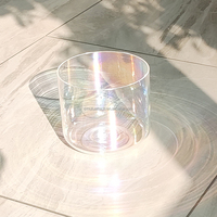 Vente en gros de bols chantants en cristal de quartz Aurora Clear 432Hz naturels pour la méditation, avec sac pour le yoga