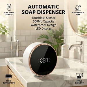 Distributeur de savon sans contact YEETE 300ml IPX4 avec écran LED, chargement magnétique, ABS 60x60x130mm pour la maison, la cuisine et la salle de bain - Product Image 2