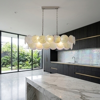 Lustre moderne en verre iridescent, luminaire suspendu linéaire en verre de Murano italien, lampe de plafond suspendue pour îlot de cuisine