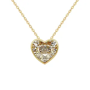 Dancing Diamond Necklace Lighter Version Cheap Price Fancy Visual Effect 18K Real Gold Diamond Heart Necklace