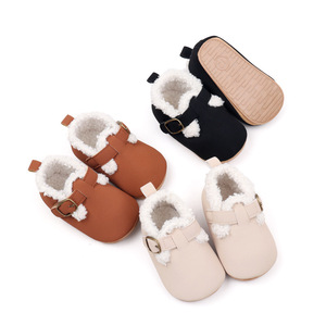 Zapatos de Invierno para Niños al por Mayor, Botas Cálidas para Bebés, Primeros Pasos, Suela Blanda, Botas para Recién Nacidos, con Hebilla, Forro Sherpa, para Niños Pequeños - Product Image 4