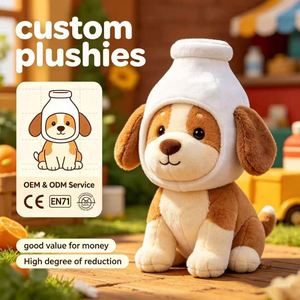 Custom Wholesale Soft Puppy Animal Doll With Milk <b>Bottle</b> Decor Cover, Mass Produced Daily Life Plush for Ordinary Gift - Product Image 1