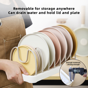 Organisateur de couvercles de casseroles sous l'armoire, rangement pour armoire de cuisine avec 8 séparateurs réglables pour casseroles, poêles et couvercles, support de comptoir - Product Image 5