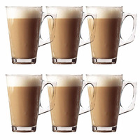 Tasses en verre réutilisables 250ml, ensemble de 6 pièces, avec poignée, pour le thé et le café