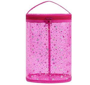 Clear Star Lotion Cylinder Bag for Toiletry,<b>Waterproof</b> PVC <b>Sunscreen</b> Travel Makeup Bag,Top Handle Cosmetic Bag - Product Image 1