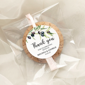 Autocollant personnalisé pour mariage, motif <span class=keywords><strong>olivier</strong></span>, finition mate, imperméable, feuilles d'<span class=keywords><strong>olivier</strong></span> aquarelle, étiquette de remerciement - Product Image 1