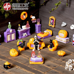 Ensemble de meubles pour maison de poupée Dp Halloween, décorations miniatures en résine à l'échelle 1:12 pour ornements de maison à faire soi-même - Product Image 3