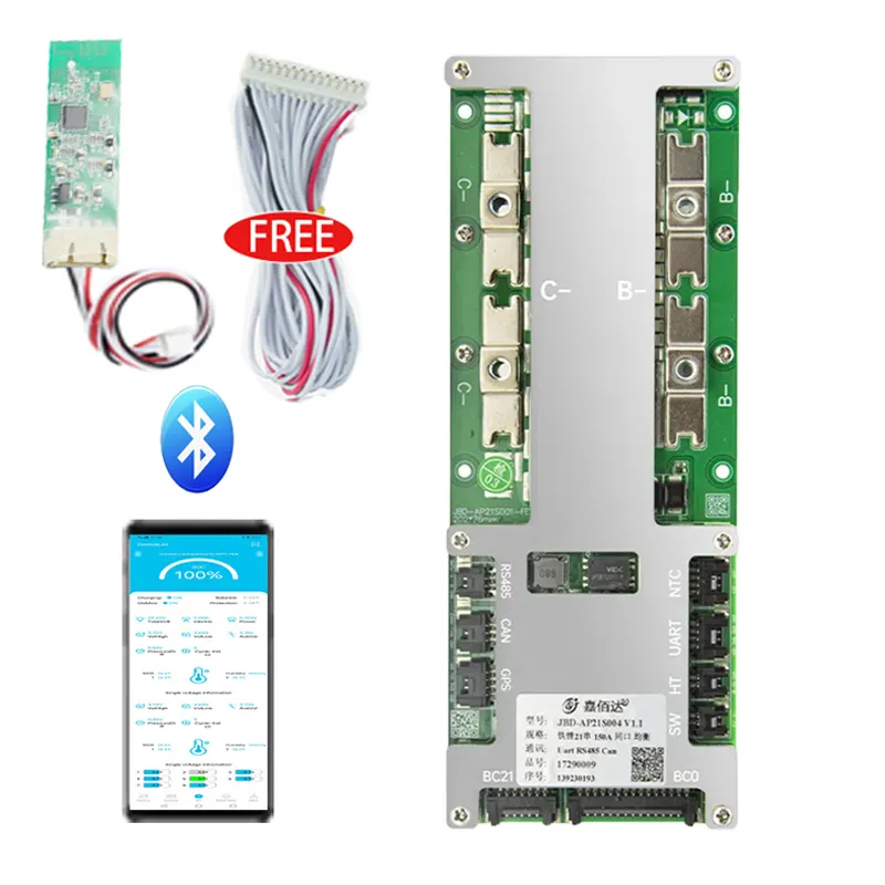 JBD AP21S004 8S-21S LiFePO4 Li-ion akıllı BMS 80A 100A 120A 200A 200A 24V 36V 48V 60V 72V UART/BT/RS485/CANBUS/LCD