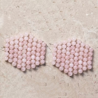 Masque pour les yeux en quartz rose et aventurine verte, en cristal naturel sculpté, avec perles tissées, et rouleau de massage en jade poli pour la beauté et la réduction des rides
