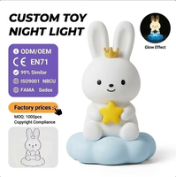 Veilleuse Lapin Kawaii, Lampe Étoile Mignonne, Lampe de Chevet Coréenne à LED Douce, Décoration de Chambre d'Enfant, Cadeau Personnalisé OEM