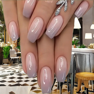 New Arrival 24 Pcs/set Abs Artificial Fingernails Minimalist Medium Almond Shape Gradient White Press <strong>Nails</strong> False <strong>Nails</strong> - Product Image 2