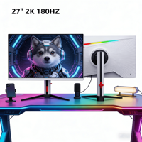 Moniteur 27 pouces 2K 180Hz sans cadre IPS à faible temps de réponse (1 ms) avec éclairage RVB et réglage rotatif en hauteur pour le bureau et le gaming – Vente en gros à prix abordable