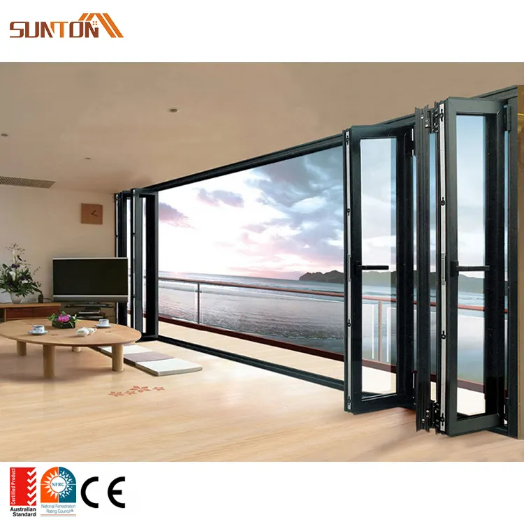 China factory modern living room kitchen outdoor glass fold doors exterior patio glass partition sliding folding door