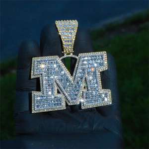 100 % Diamanttester-Geprüft, Personalisierte Anhänger mit Namensschriftzug aus S925 Silber, 10K, 14K, 18K massivem Gold, VVS Moissanit, Iced-Out - Product Image 3