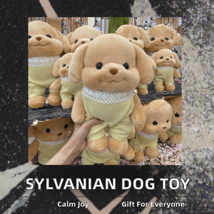 Jouets en peluche chiens Poodle à quatre membres articulés, en coton PP, série Golden Retriever, figurines familiales, série fille et bébé, Calico Stress - Product Image 2