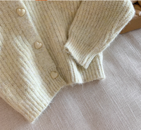 Pull en tricot de style coréen doux 2025 - Cardigan à boutons en forme de cœur pour femmes, tricot doux et polyvalent pour le printemps et l'automne