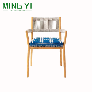 Toptan açık bahçe dışında tik ahşap mobilya Bistro sandalyeler halat dokuma istiflenebilir veranda yemek sandalyeleri restoran için - Product Image 4