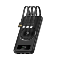 Batterie externe sans fil à charge rapide personnalisée 20000mah avec 4 câbles, écran numérique, chargeur portable, charge sans fil 5w