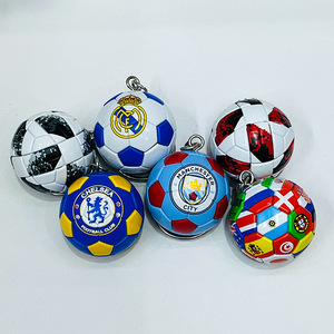Mini 3D PVC & Rubber Football Club Keychain Factory Wholesale Sports Soccer Ball Plastic Key Ring Chain PU Leather <b>Keyring</b> - Product Image 2