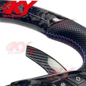 Volant de voiture sport en fibre de carbone forgé sur mesure pour BMW X5 E70 2013 E60 E90 E87 E92 E63 E30 avec palettes de changement de vitesse personnalisées - Product Image 2