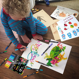 12/24/48/60/80/100 Colors Markers Art Supplies Painting Set Soft Head Dual Tip <b>Brush</b> Pens Double Head Watercolor Pens - Product Image 5