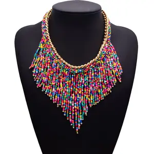 Богемные ювелирные изделия, оптовая продажа с завода, красочные бусины, модное яркое массивное ожерелье для женщин