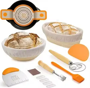 Cesta de pan de prueba de masa fermentada, nueva cesta decorativa Natural, utensilios para hornear de ratán hechos a mano, cesta de fermentación de masa redonda