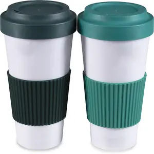 2パック工場卸売カスタムロゴギフトコーヒーカッププラスチックコーヒーマグ蓋付き