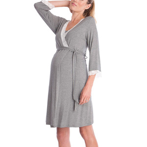 Pregnant <strong>Woman</strong> <strong>Pajamas</strong> <strong>Large</strong> <strong>Sized</strong> Pull Over Nightgown Lace Sleepwear Three Quarter Sleeve Short Sleeve Dress <strong>Pajama</strong> Robes - Product Image 2