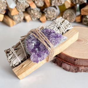 Ensemble de pierres naturelles de cristal de quartz, encens de <span class=keywords><strong>sauge</strong></span> <span class=keywords><strong>blanche</strong></span> Santo Palo, bâtons de guérison - Product Image 5