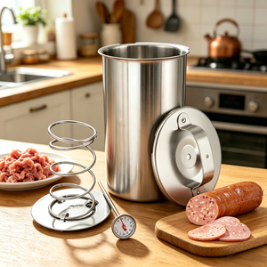 Máquina para hacer jamón de acero inoxidable de 1.5L con termómetro, utensilio de cocina para hacer jamón casero, máquina para preparar charcutería, olla para vaporizar carne para el almuerzo - Product Image 1
