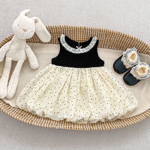 Vestido de Niña sin Mangas con Estampado de Lunares, Vestido de Princesa para Fiestas de Cumpleaños y Uso Diario - Product Image 6