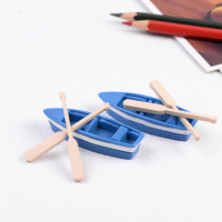 Mini bateau jouet avec rames, modèle de canoë en résine, décoration nautique DIY pour aquariums, terrariums, décorations de scène océanique et de plage, artisanat