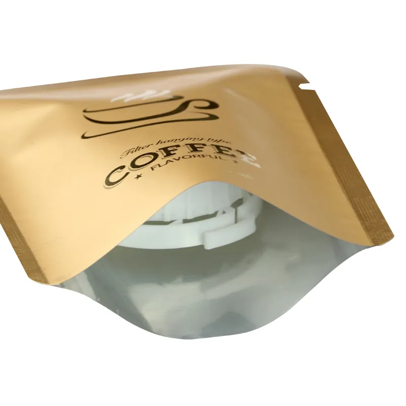 Altın Mylar sıcak mühürlü torba alüminyum folyo gıda saklama yan köşebent kese/anında kahve ambalajı