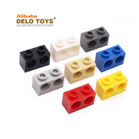 DELO TOYS Jouet éducatif en plastique pour enfants, pièces DIY, blocs de construction MOC, briques ABS 1x2 avec trous (N°32000)