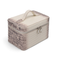 Boîte à maquillage et à bijoux en cuir véritable de luxe haut de gamme, motif crocodile dégradé, avec plateau amovible pour femmes