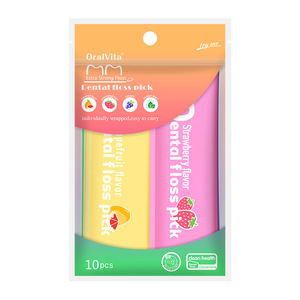 Palillos de Hilo Dental con Sabor a Fruta en Envases Individuales, 10 Palillos por Bolsa, Juego Combinado; Hilo Dental con Sabor a Menta Hecho de Plástico - Product Image 1