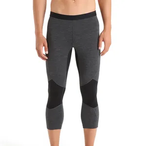 Merino Wool Skin Tights Thermal Leggings Quick Dry Base Layer Black Long Pants Mens Underwear