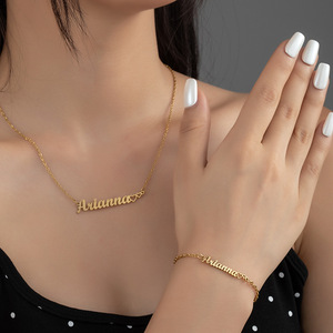 Collar con Nombre Personalizado, Chapado en Oro de 18K, Cadena de Acero Inoxidable con Letras del Alfabeto, Joyería al por Mayor, Collar de Moda con 26 Letras para Regalo de Mujer - Product Image 2