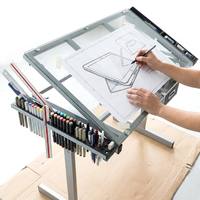 Mesa de Dibujo para Ilustradores con Cajones, Escritorio de Diseño para Oficina en Casa, Estación de Dibujo Híbrida para Arte Digital con Bandeja Lateral