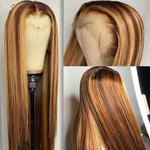 Highlight Ombre 13x4 Cheveux Humains Avant de Lacet Perruque <span class=keywords><strong>Piano</strong></span> Couleur Brut Indien Cheveux Miel Blonde En Gros Droite 4x4 Dentelle Fermeture Perruques - Product Image 3